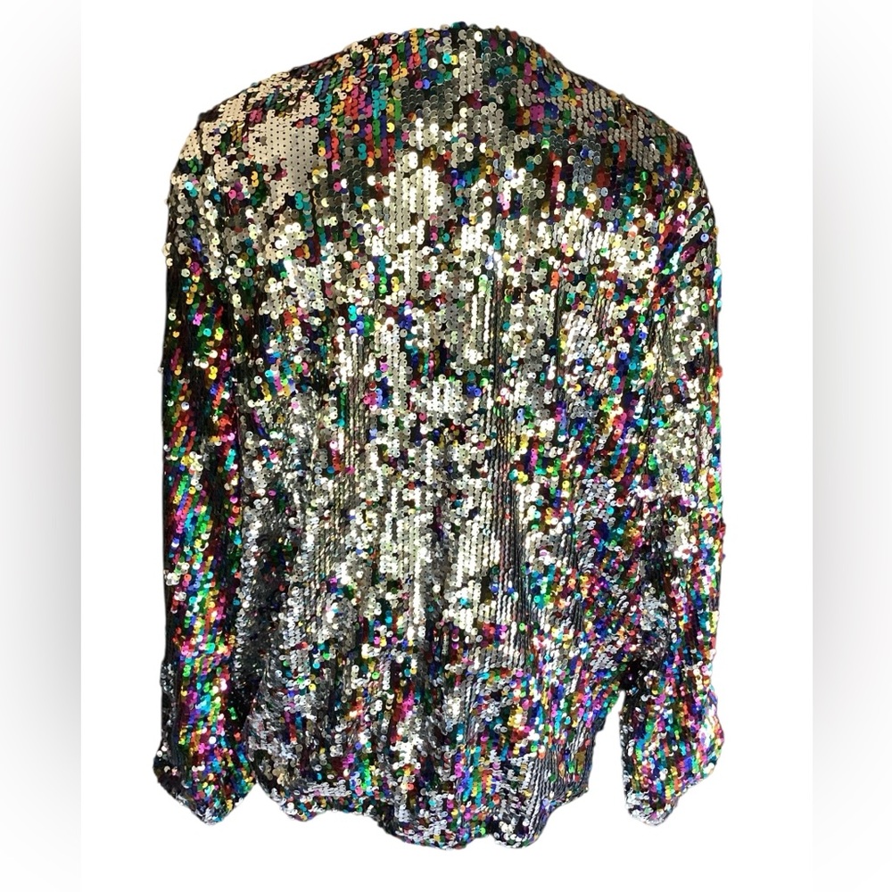 Multicolor Sequin Bomber Jacket B37 - image 4